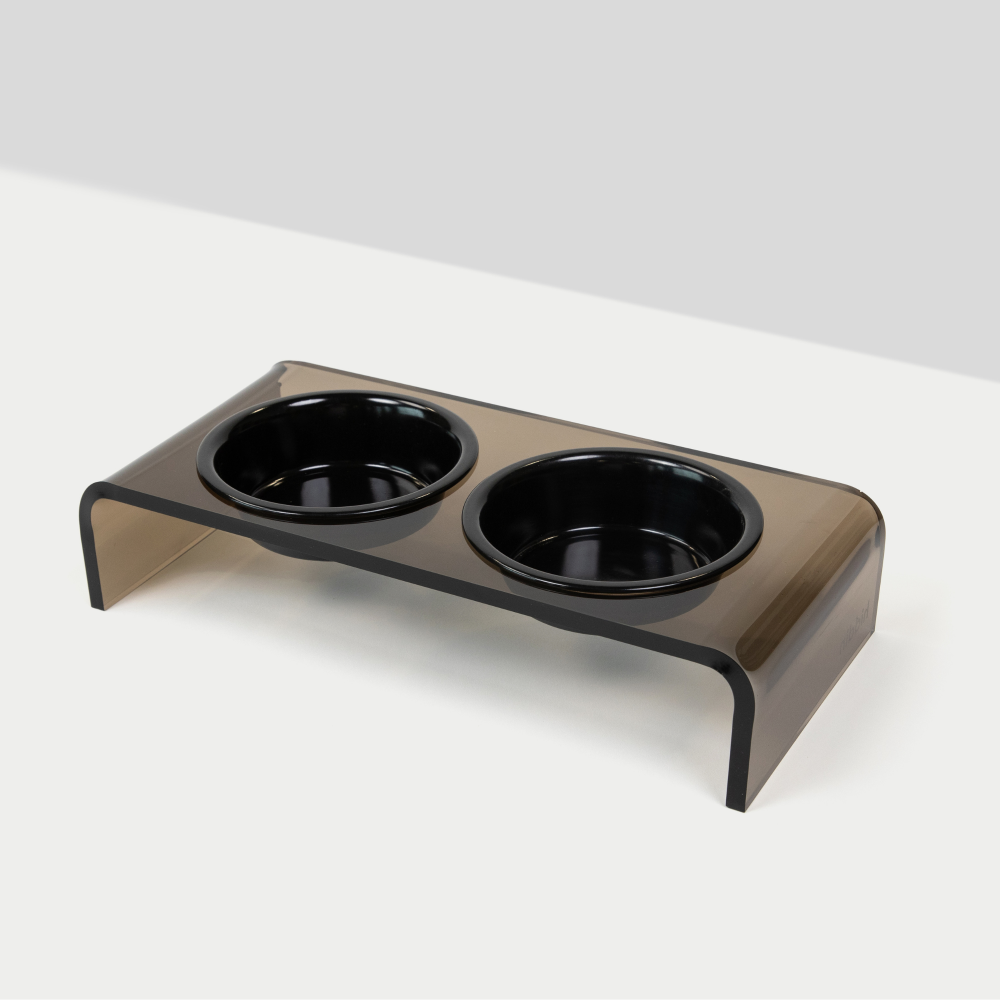 Small Bronze Double Bowl Pet Feeder | Options