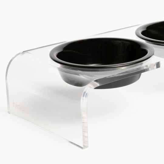 Small Clear Double Pet Bowl Feeder with Color Bowls | Options