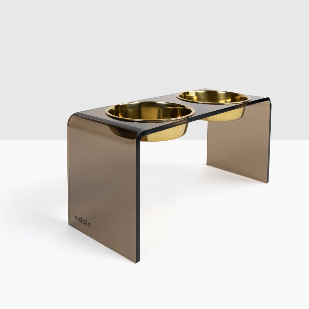 Tall Bronze Double Bowl Pet Feeder | Options