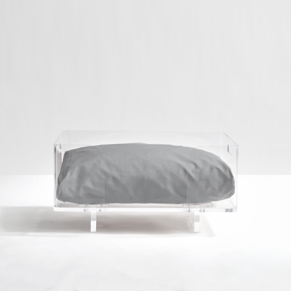 Clear Rectangular Lucite Dog Bed