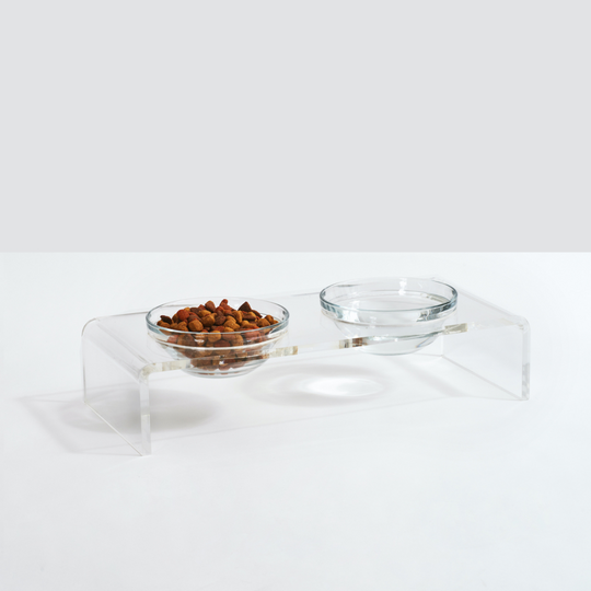 Clear Double Pet Bowl Feeder with Glass Bowls | Options