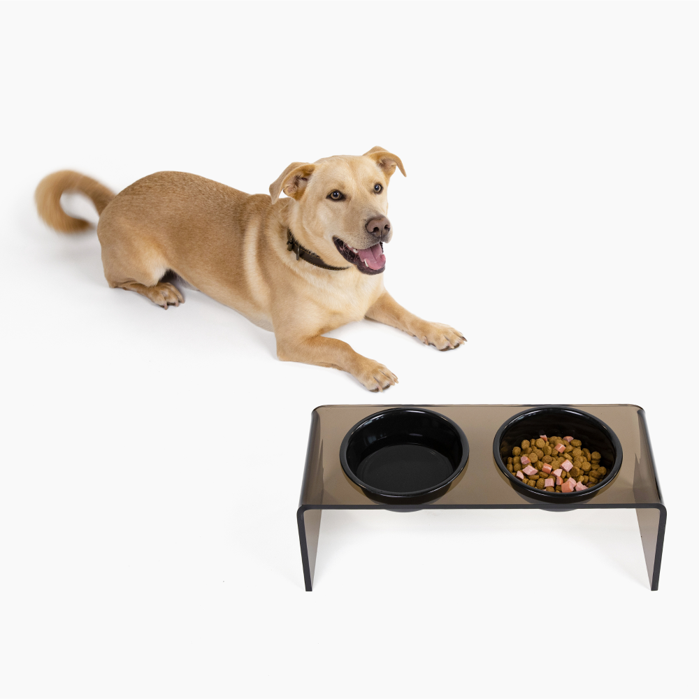 Medium Bronze Double Bowl Pet Feeder | Options