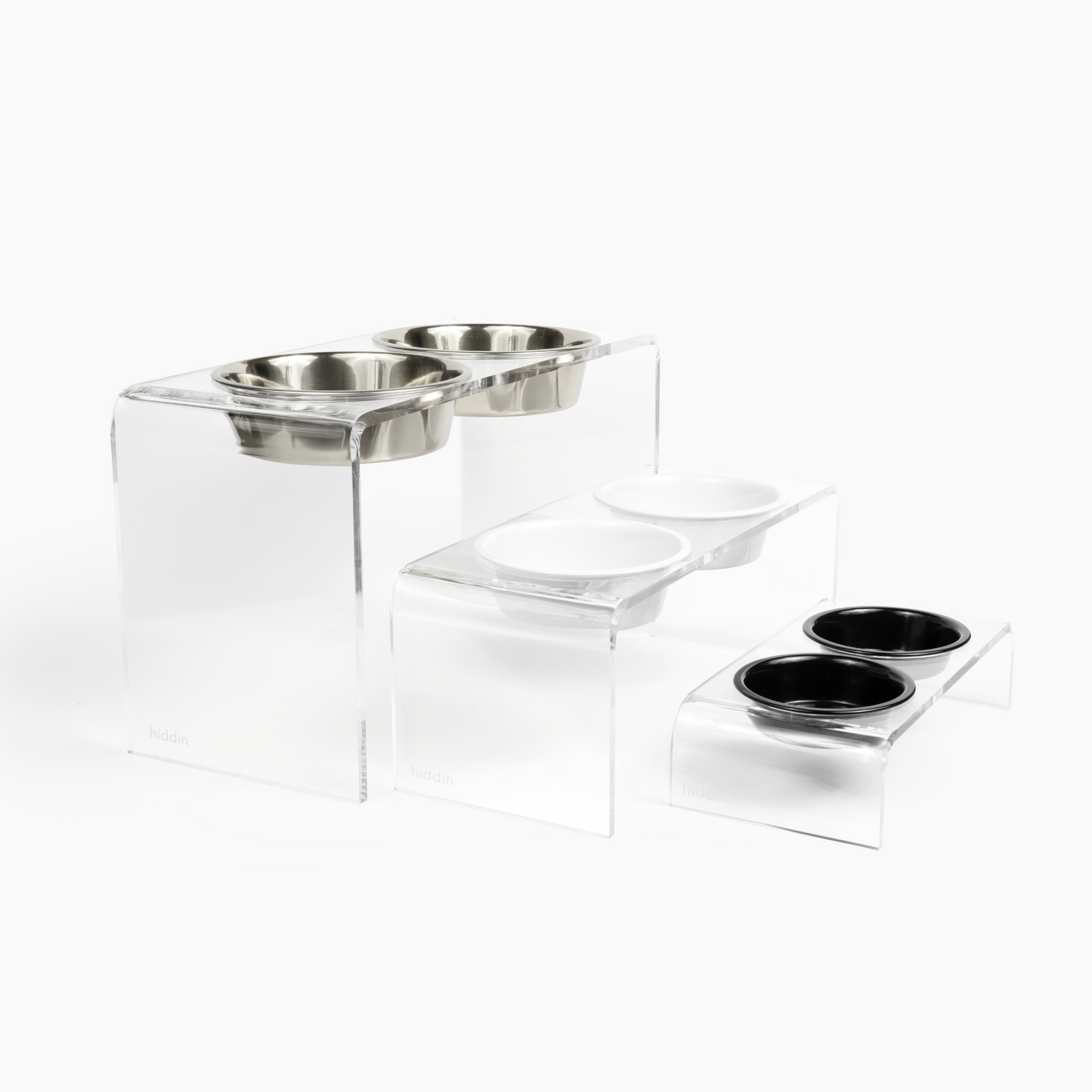 Small Pet Silver Bowl Clear Elevated Feeder Hiddin