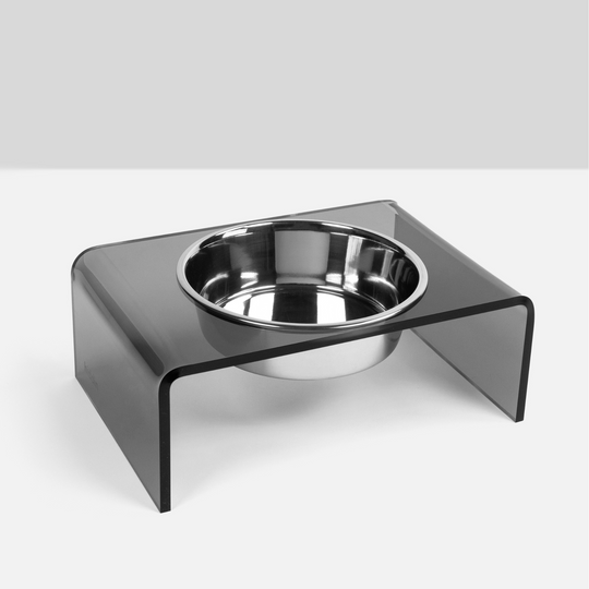 Smoke Grey Single Bowl Pet Feeder | Options