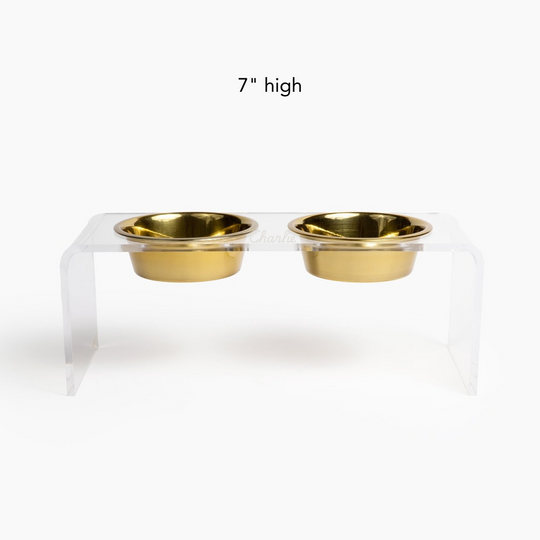 Personalized Double Feeder with Gold Bowls