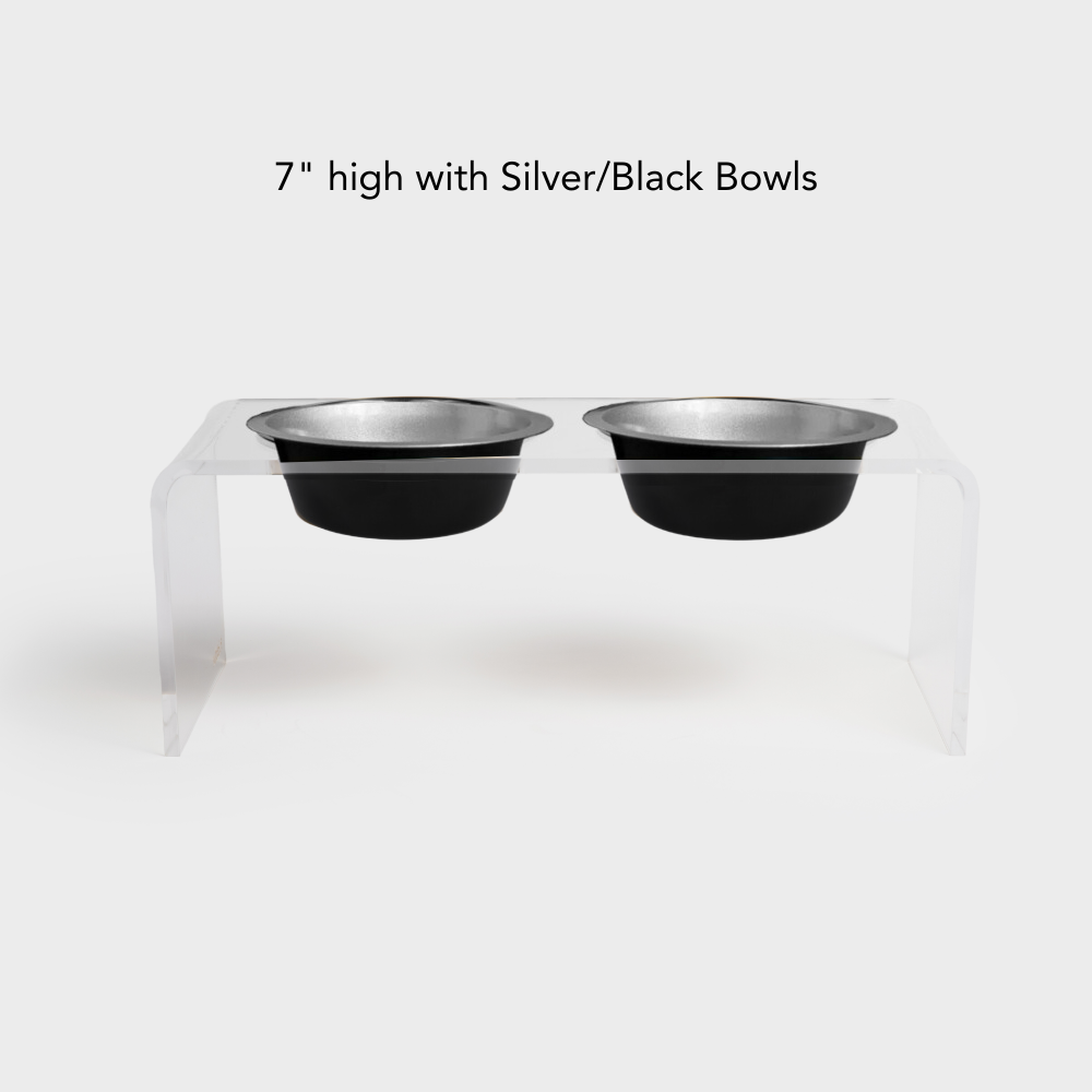 Clear Double Pet Bowl Feeder with Glam Bowls | Options