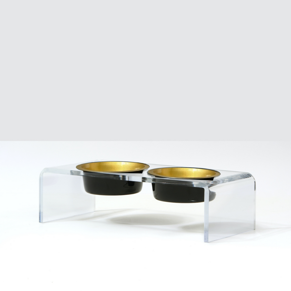 Clear Double Pet Bowl Feeder with Glam Bowls | Options