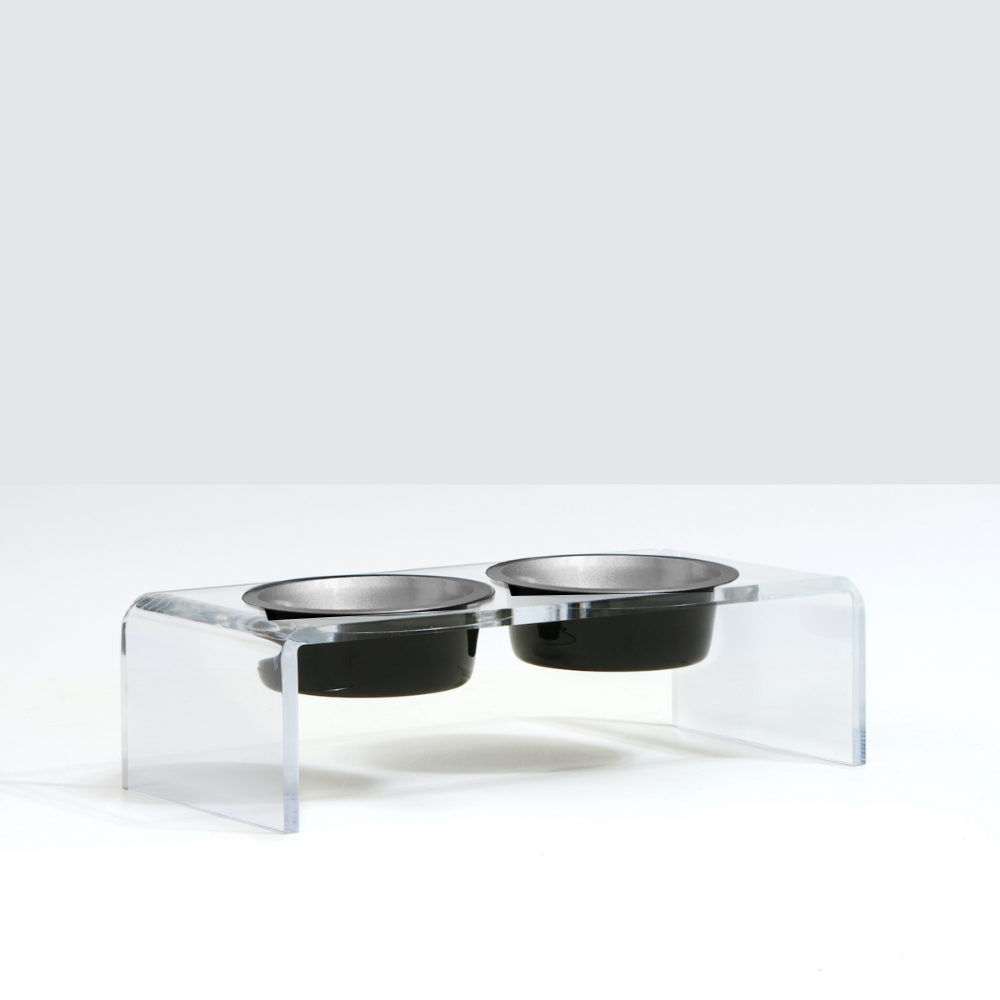 Clear Double Pet Bowl Feeder with Glam Bowls | Options