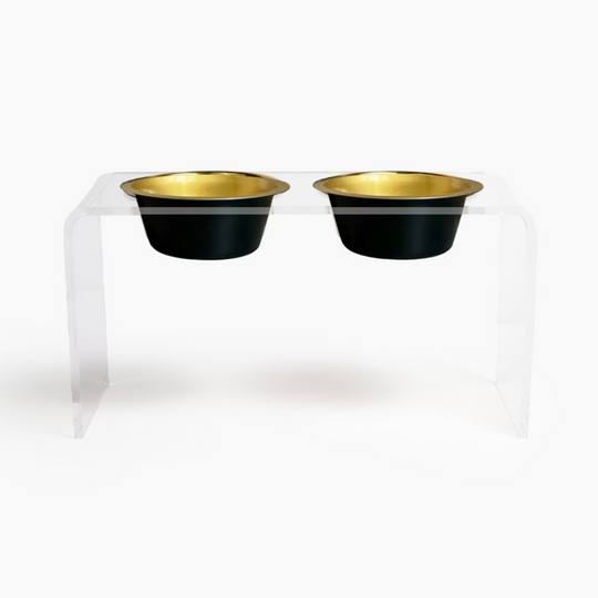 Tall Clear Double Pet Bowl Feeder with Glam Bowls | Options