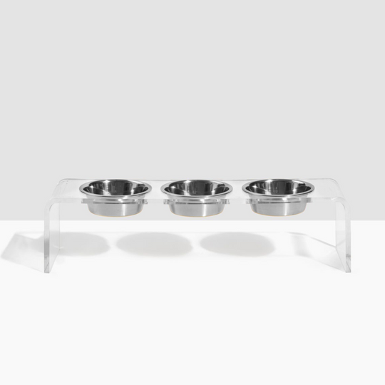 Medium Triple Dog Bowl Feeder with Silver Bowls | Options