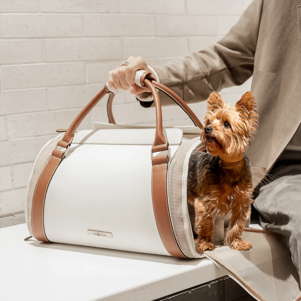 Canvas & Faux Leather Pet Carrier Handbag