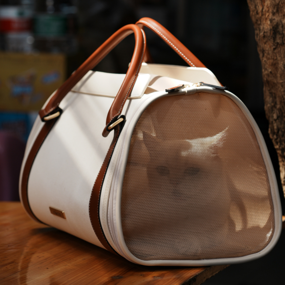 Canvas & Faux Leather Pet Carrier Handbag