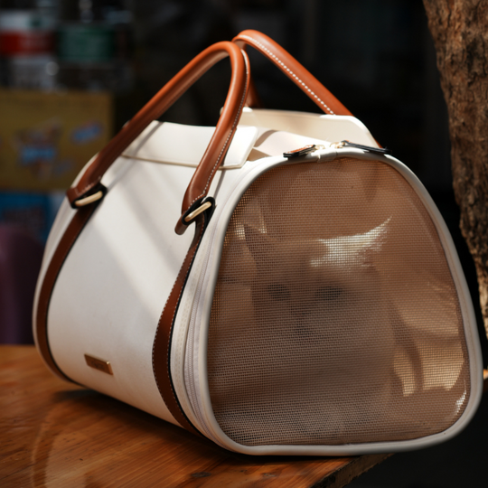 Canvas & Faux Leather Pet Carrier Handbag