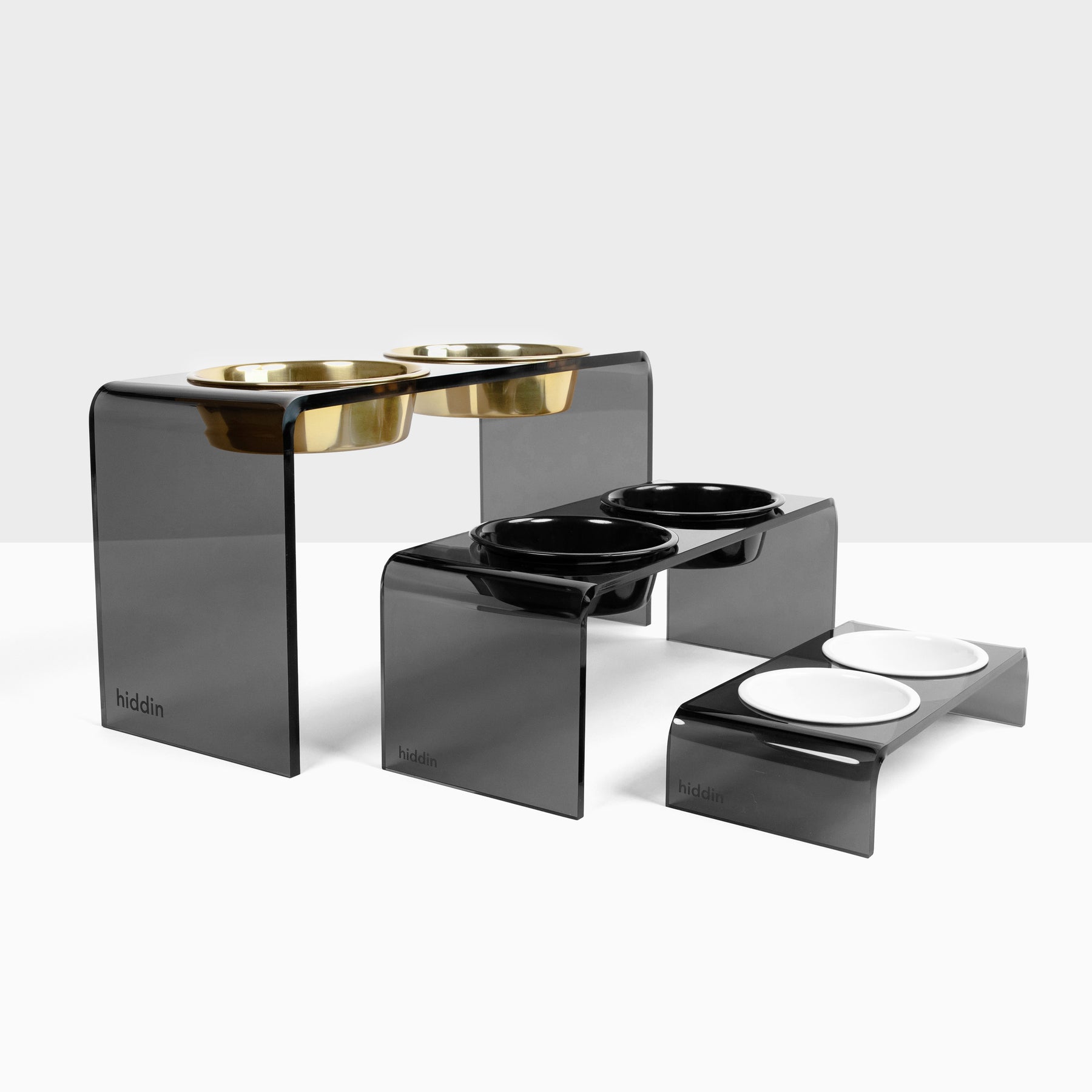 hiddin modern acrylic double dog bowl feeder