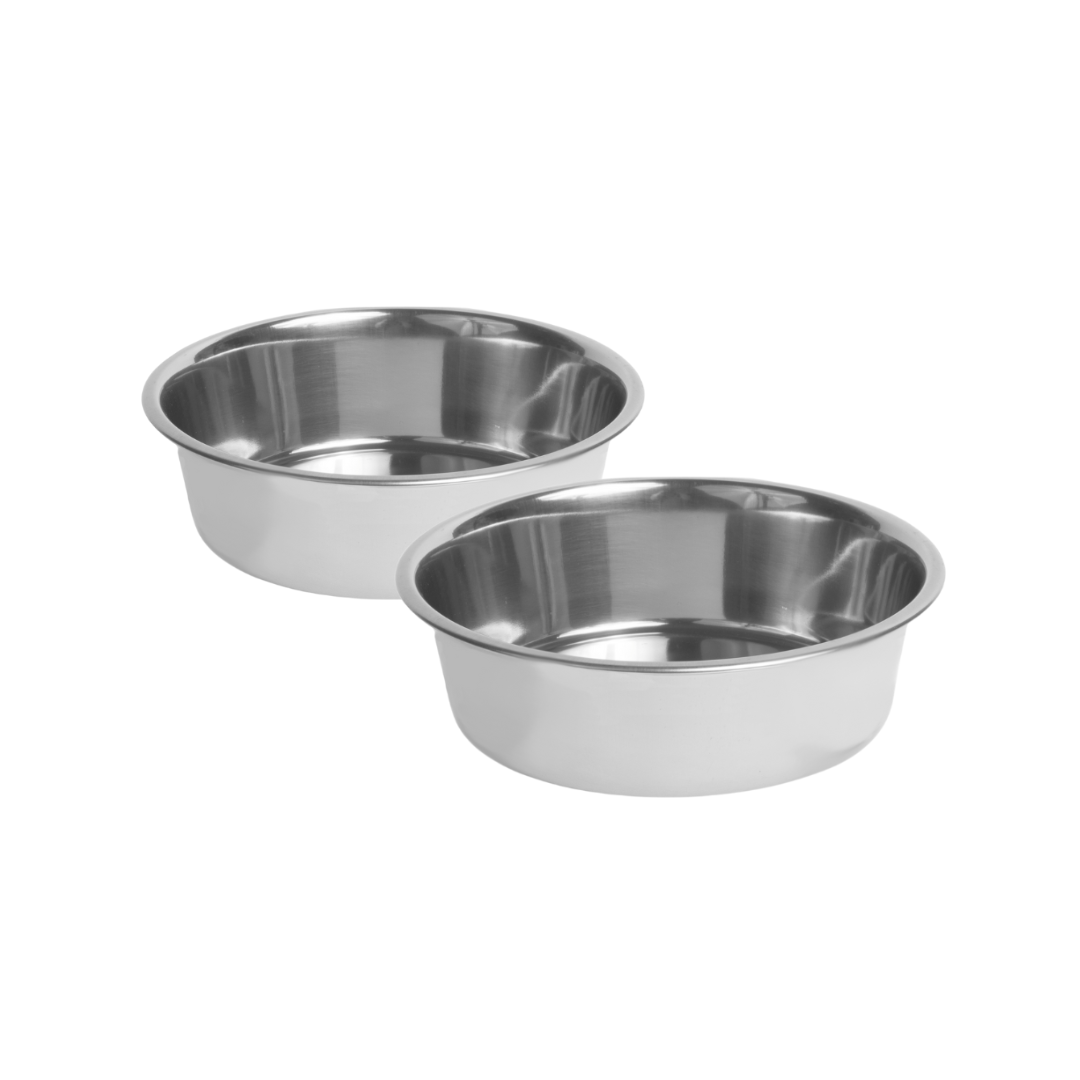 Pets Empire Pet Dog or Cat Stainless Steel Double Diner Elevated Bowl Set  with Heavy Duty Bone Shaped Rim (Large (900 ML X 2 Bowl)) Rs.310 @